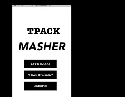 T-PACK masher application opening screen, this image links to a blog post 